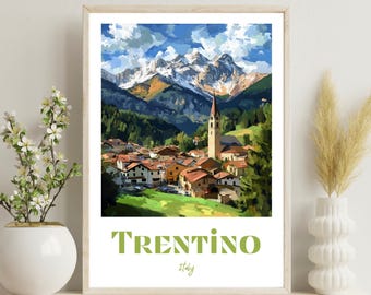 Impression Trentin Italie, décoration panoramique italienne, impression voyage Trentin Italie, impression Italie, art mural Italie, cadeau pour les amoureux de l'Italie, cadeau de Noël