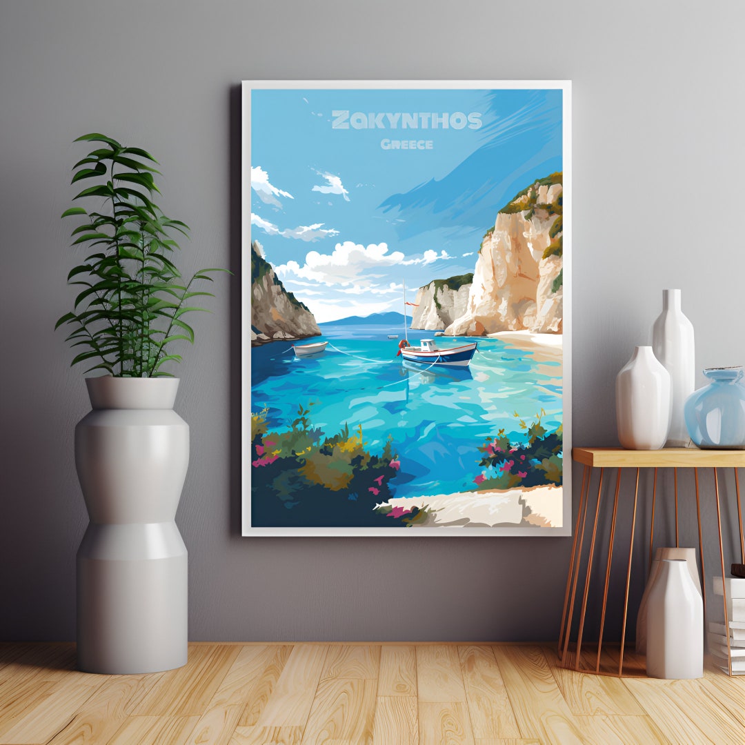 Zakynthos Poster, Zakynthos Travel Print, Greece Travel Gift, Greek Islands Art, Zakynthos Gift