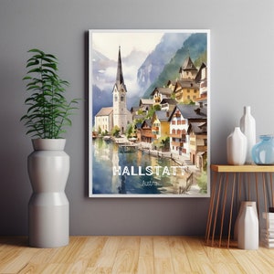 Hallstatt Austria Poster, Austria travel print, Hallstatt poster, Hallstatt print, Austria artwork, Hallstatt Christmas Gift, Wedding Gift