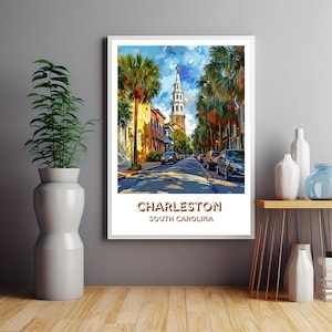 Charleston South Carolina Poster, South Carolina Travel Poster, Charleston Print, Usa Poster, Charleston Wall Decor, Christmas Gift, Usa Art