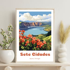 Sete Cidades Poster, Azores Travel Print, Azores Portugal Print, Portugal Travel Print Wall Art, Christmas Gift, Wedding Gift,