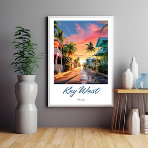 Key West Art, Tropical Wall Art, Key West Canvas, Tabby Cat, Key