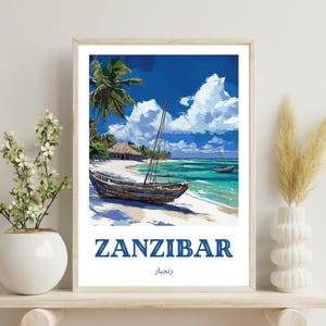 Zanzibar Beach Poster, Zanzibar Ocean Decor, Zanzibar Travel Print, Zanzibar Summer Home Decoration, Gift for Sailors, Christmas Gift,