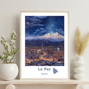 La Paz Print, La Paz Poster, Bolivia Print, La Paz Wall Art, Bolivia Wall Art, South America Print, La Paz Travel Print, Christmas Gift