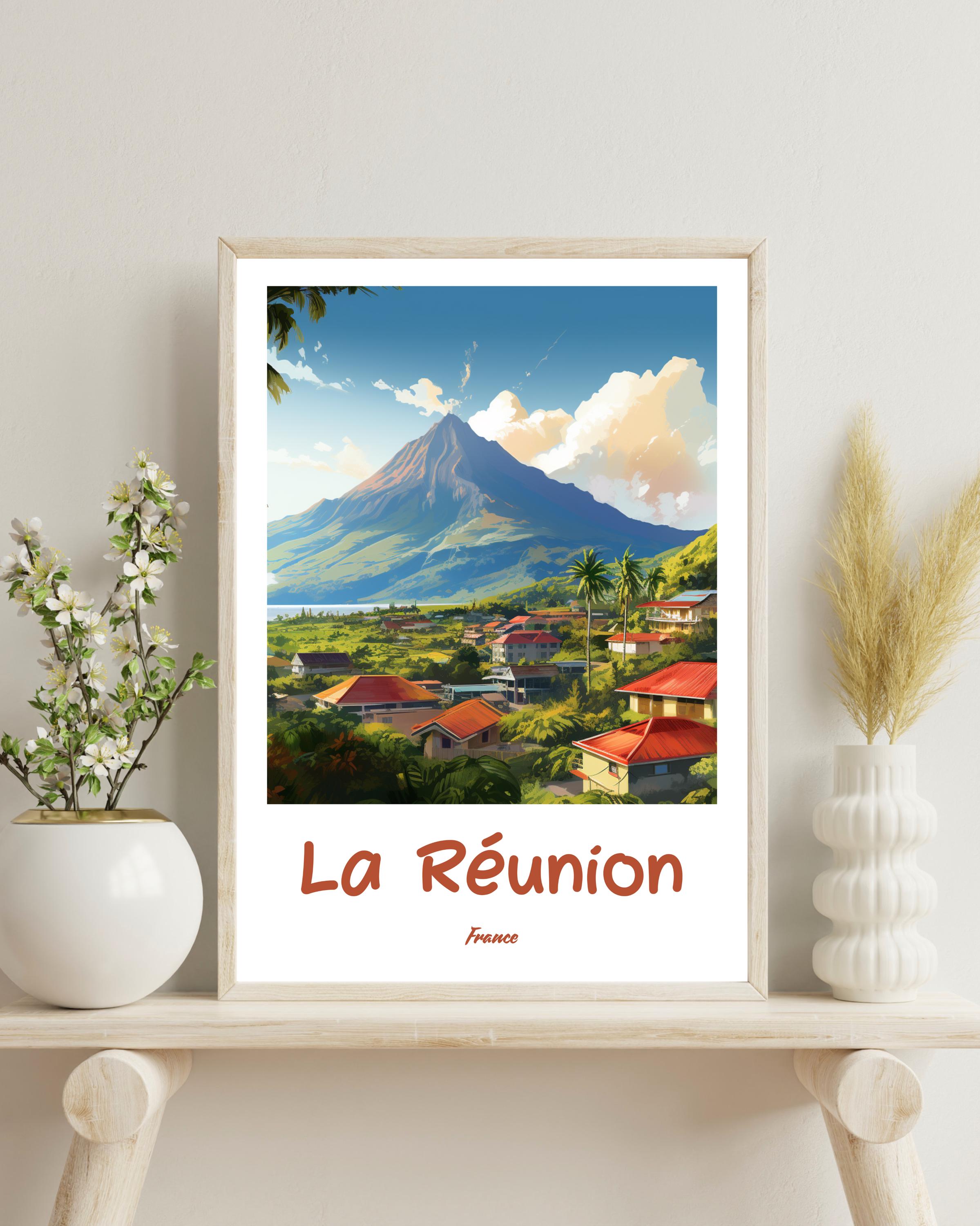 Poster Vintage Île De La Réunion YNIEILUU 30x45 Cm - Impression Haute Qualité, Décoration Murale, Pour Salon, Bureau, Cadeau - 3