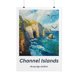 Póster de las Islas del Canal, Impresión de viaje a las Islas del Canal, Arte de las Islas del Canal, Impresión de la costa de California, Arte natural de California, Regalo de Navidad imagen 5