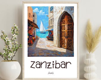 Zanzibar Poster, Zanzibar Ocean Decor, Zanzibar Travel Print, Zanzibar Summer Home Decoration, Gift for Sailors, Christmas Gift,Tanzania Art