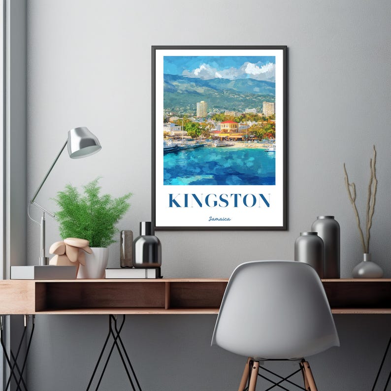 Kingston Jamaica Art Poster, Kingston Jamaica Travel Wall Art