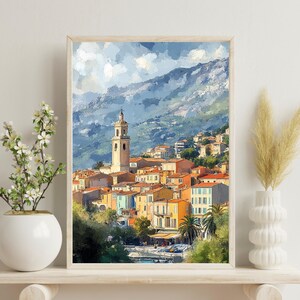 Menton France Poster, Menton Travel Print, Menton Wall Hanging Home Décor, France Art Lover Gift, French Riviera Print, Christmas Gift