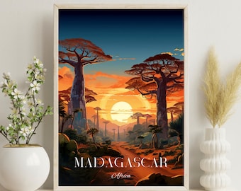 Madagascar Print, Madagascar Poster Wall Art, Travel Poster, Africa Home Decor, Wedding gift, Birthday gift, Christmas Gift, Africa Wall Art