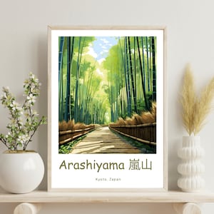 Arashiyama Poster, Bambuswald Druck, Kyoto Japan Druck, Japanische Landschaft Wandkunst, Kyoto Reise Druck, Weihnachtsgeschenk, Japan Kunst