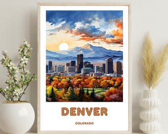 Denver Poster, Denver Skyline Print, Denver Travel Print, Colorado Print, Denver Wall Art, Denver Travel Souvenir, Christmas Gift, Mile high