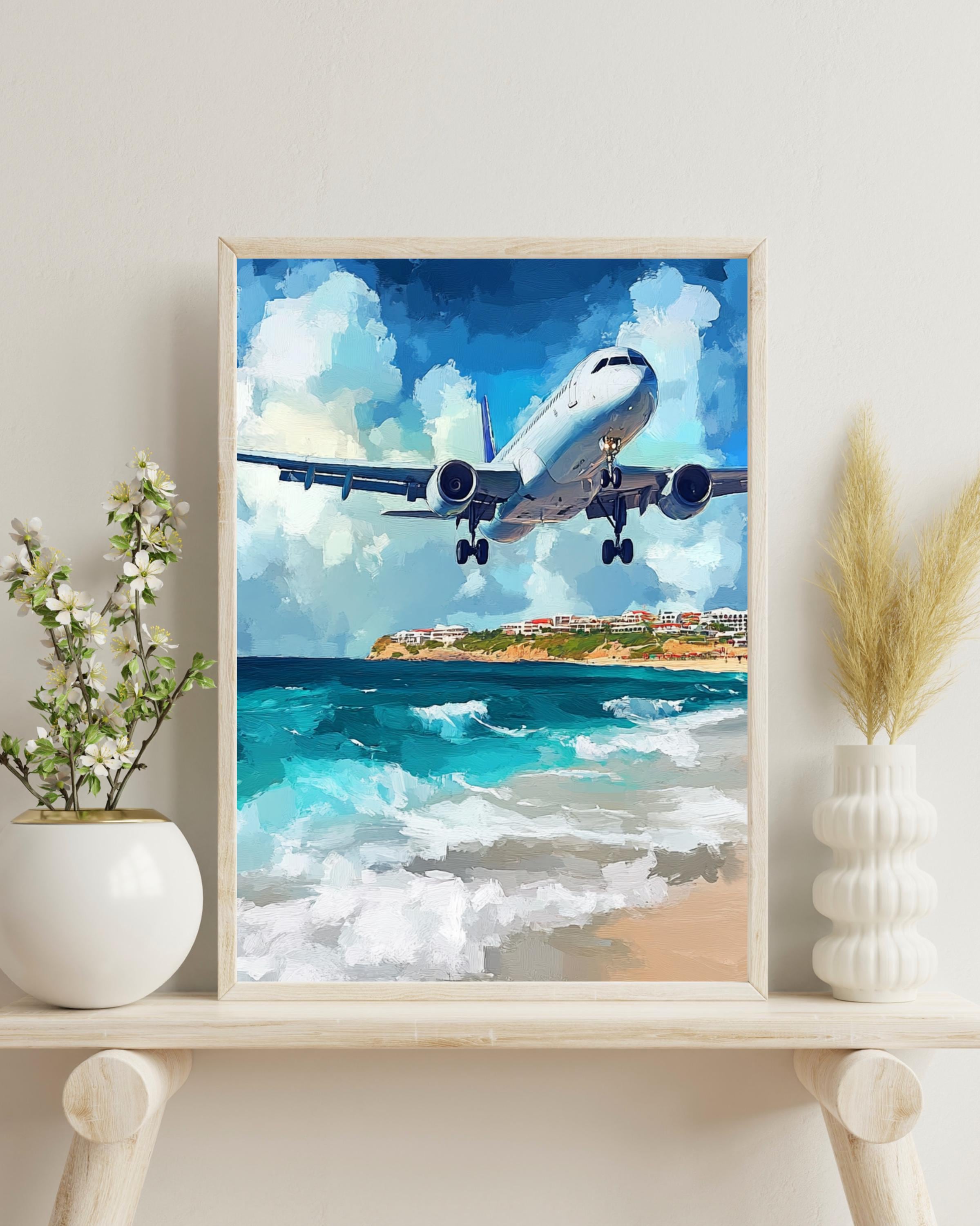 Sint Maarten Poster, Airplane Wall Art, Gift for Pilots, Unique