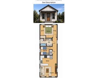 483 Quadratfuß | 1 Schlafzimmer | 1 Badezimmer | Moderner Cottage-Grundriss (Digitaler Download)
