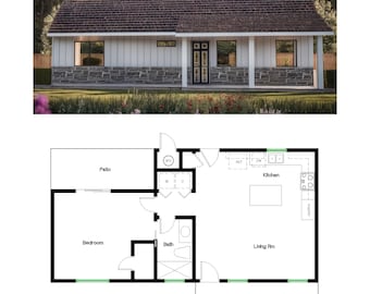 1 sovrum 1 badrum (704SF) ADU (Extrabostadsenhet) Planritning Husritning (20'-0"Bredd x 40'-0"Längd)