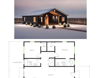 2 Bedroom 2 Bath (1050 SF) ADU-floor plan w/ open kitchen to living room concept. (30&#39;-0&quot;Width X 35&#39;-0&quot;Length)