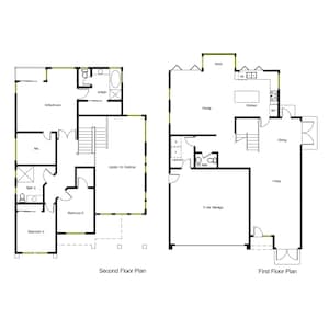 Modern huis met 2 verdiepingen, 3 slaapkamers en 2,5 badkamers (2.200 SF), garage voor 2 auto's, ruime master suite met mastercloset (34'4" x 51'2" l)