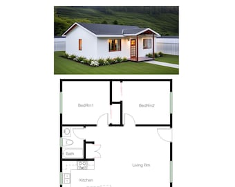 2 Bedroom 1 Bath (715SF) ADU(Accessory Dwelling Unit) Floor Plan House Plan (25&#39;-10&quot;Width X 27&#39;-9&quot;Length)