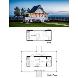 Studio w/ 1 Bath with Loft (240SF) Floor Plan/ADU/Tiny Home/Small Homes/Cottage/Granny Flat/Detached ADU (16&#39;-8&quot;Width X 28&#39;-7&quot;Length)