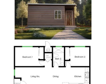 2 sovrum 1 badrum (62 m²) Modern planlösning (extra bostad) Planlösning Husplan (9,6 m bredd x 6,2 m längd)