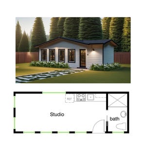 Studio / Studio mit 1 Bad (313SF) ADU (Accessory DwellingUnit) Doppelboden Gewölbedecke (10&#39;-7 &quot;Breite X 29&#39;-6&quot; Länge)