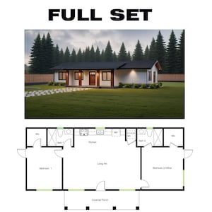 2 slaapkamers en 2 badkamers (1000SF) ADU (accessoirewoning) Plattegrond huisplattegrond, klein huis, oma-flat (20'-0" breedte x 50'-0" lengte)