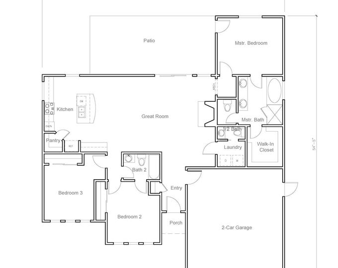 3 Bedroom 2 Bath House Plan Floor Plan. Great Layout 1500 Sq Ft. the ...