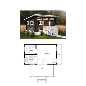Studio met 1 badkamer (250 SF) vrijstaande ADU/Tiny Home/Kleine woningen (accessoirewoning) (12'-6" x 20'-0" (lengte))