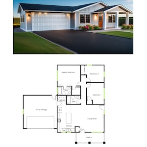 3 Bedroom 2 Bath (1120 SF) ADU-floor plan w/ open kitchen to living room concept. (48&#39;-0&quot;Width X 40&#39;-0&quot;Length)