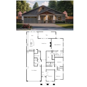 Modern huis met 4 slaapkamers en 3 badkamers - 2380 SF, open concept, tandemgarage, ruime master suite, grote kast (49'-11" breed x 67'-6" lang)