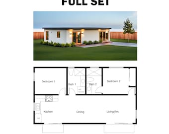 2 sovrum 2 badrum (66 m²) Modern planlösning (extrabostad) Planlösning (9,6 m bredd x 6,2 m längd) Komplett bygglov klart för Kalifornien!