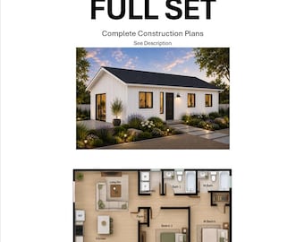800 SF ADU Floor Plan: 2 Bed, 2 Bath (Full Set) (Digital Download)