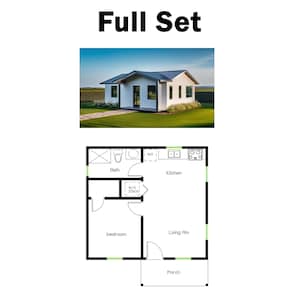 1 Schlafzimmer 1 Bad (500 SF) Cottage /Ranch /Tiny Home /Oma Wohnung /Erschwingliches Home Design /ADU Grundriss