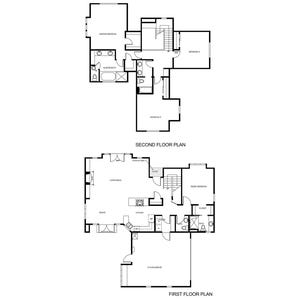 Modern huis met 2 verdiepingen, 4 slaapkamers en 3,5 badkamers: 2.470 SF, garage voor 2 auto's, grote gastensuite op 1e verdieping, ruime grote kamer (39'6"b x 48'10"L).