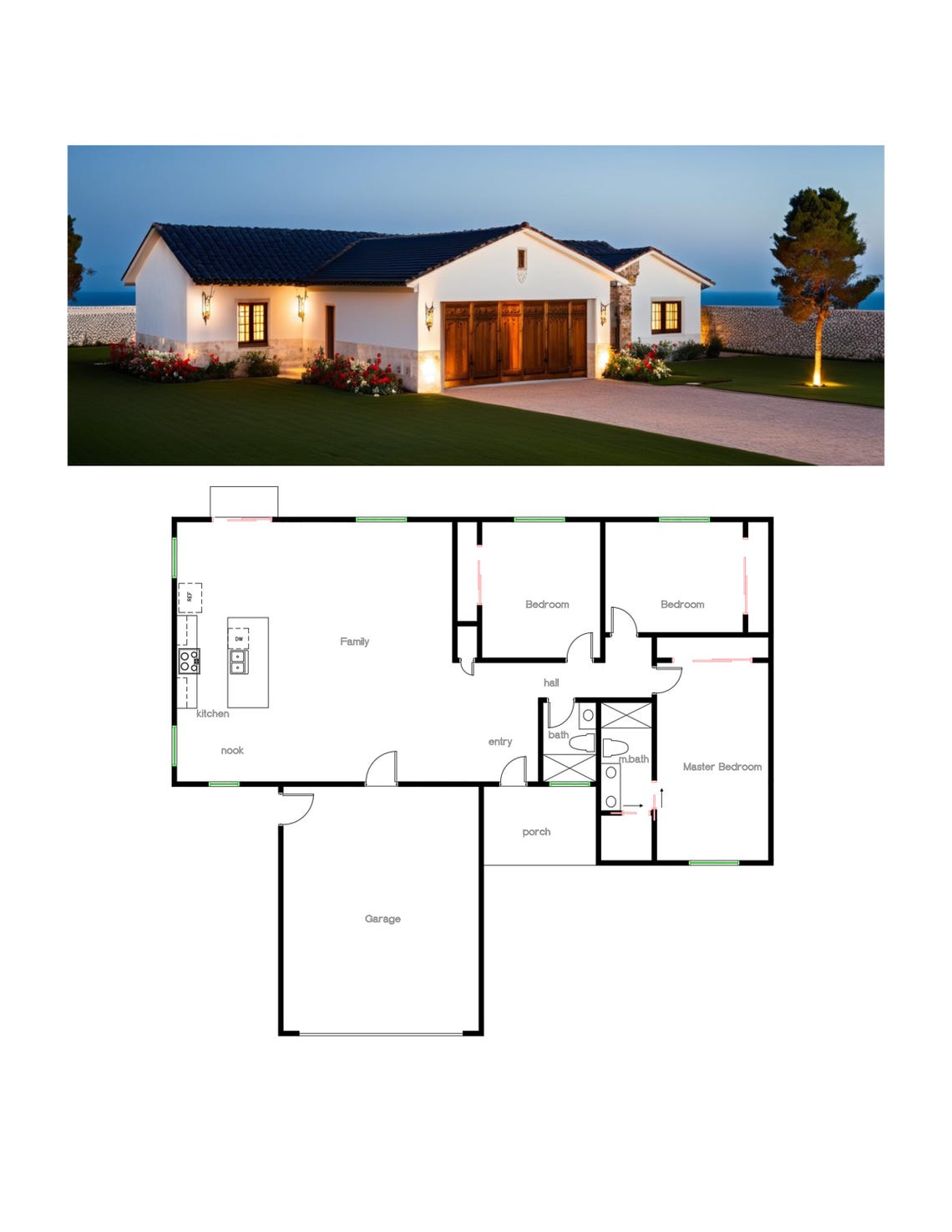 3 Bedroom 2 Bath (1,695SF) Floor Plan House Plan W/ Large Great Room