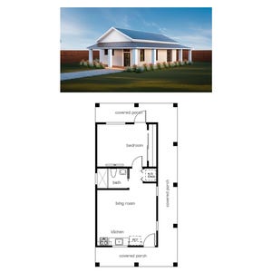1 Schlafzimmer 1 Bad (520SF) ADU (Accessory Dwelling Maßeinheit) Grundriss Hausplan (21 &#39;-2 &quot;Breite X 42&#39;-2&quot; Länge)