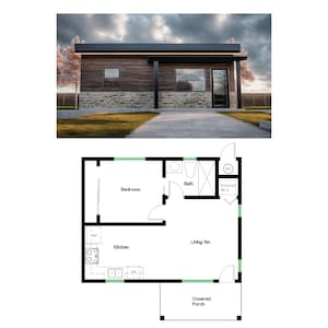 1 Bedroom 1 Bath (508SF) ADU(Accessory Dwelling Unit) Floor Plan House Plan (20&#39;-0&quot;Width X 25&#39;-6&quot;Length)