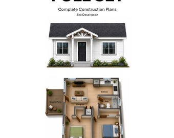 Grundriss für ein Tiny House mit 2 Schlafzimmern – 750 Quadratfuß (Digitaler Download)