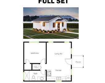 1 sovrum 1 badrum (46 m²) Planlösning för vuxna/ungdom med minihus/prisvärt hem (6,2 m bredd x 7,2 m längd) Komplett bygglov klart för Kalifornien!