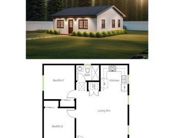 2 Bedroom 1 Bath (749SF) ADU(Accessory Dwelling Unit) Floor Plan House Plan (28&#39;-0&quot;Width X 26&#39;-9&quot;Length)