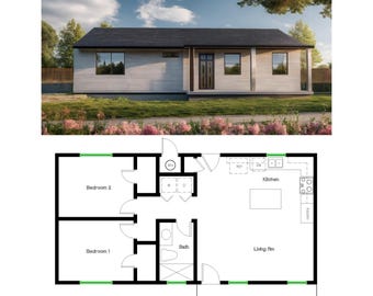 2 Bedroom 1 Bath (800SF) ADU(Accessory Dwelling Unit) Floor Plan House Plan (20&#39;-0&quot;Width X 40&#39;-0&quot;Length)