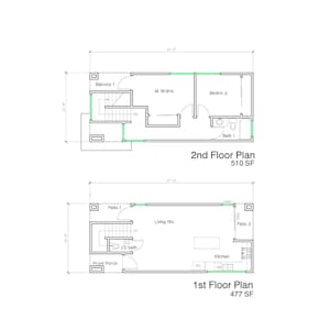 Kompaktes 2-Stöckiges Hausdesign | Ideal für schmale Partien | 2BD 1.5BA | Moderner Stil & Effizienz