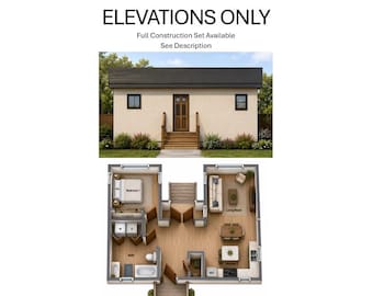 658 Quadratfuß | 1 Schlafzimmer | 1 Badezimmer | Moderner Cottage-Grundriss (Digitaler Download)