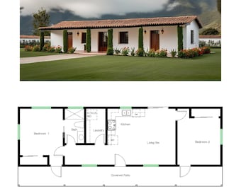 2 Bedroom 1 Bath (789SF) Modern Layout(Accessory Dwelling Unit) Floor Plan House Plan (20&#39;-0&quot;Width X 52&#39;-0&quot;Length)