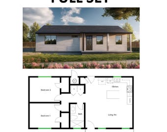 2 sovrum 1 badrum (74 m²) ADU (extra bostad) planlösning husplan (6,2 m bredd x 12,2 m längd)