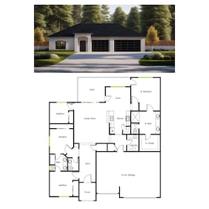 Modern huis met 4 slaapkamers en 2,5 badkamers op hellend perceel: 2.060SF, open concept, garage voor 3 auto's, ruime master suite, brede hal (54'6" x 58'8" l)