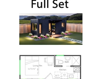Shipping Container Floor Plan Studio w/ 1 Bath (160SF) Floor Plan ADU Ready(8&#39;-0&quot;Width X 20&#39;-0&quot;Length)