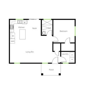 1 Bedroom 1 Bath (787SF) ADU(Accessory Dwelling Unit) Floor Plan House Plan (23&#39;-0&quot;Width X 34&#39;-3&quot;Length)