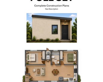 Grundriss für ein Ferienhaus mit 2 Schlafzimmern und 1 Badezimmer (705 Quadratfuß) (Digitaler Download)