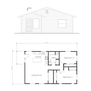 Charmant 2BR 1BA ADU-ontwerp - open keuken, gezellige woonkamer, grote wasruimte - 1000SF